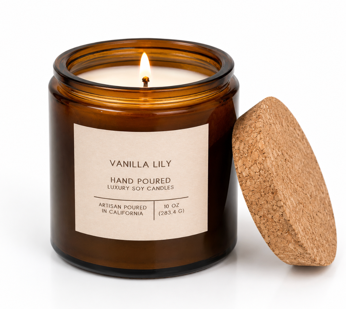 Andaluca Vanilla Lily Amber Glass Candle | 10 oz