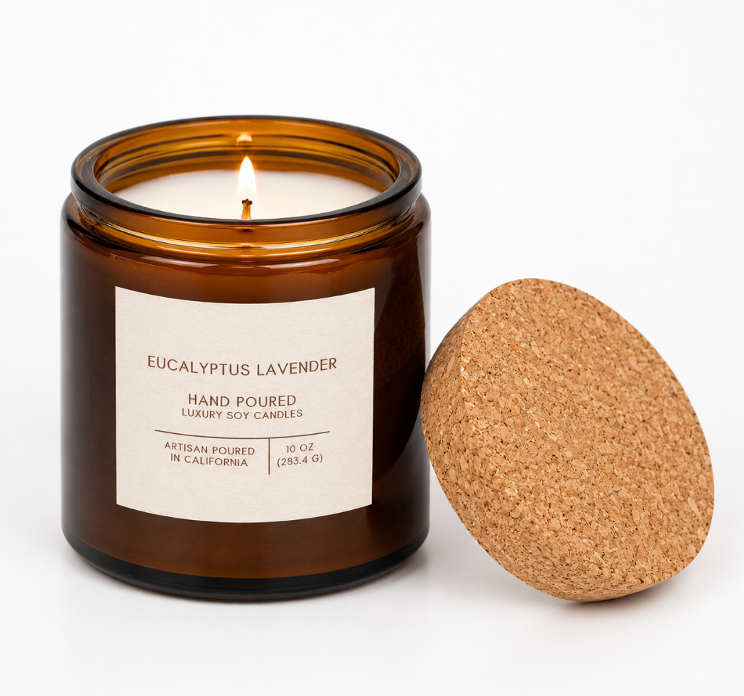 Andaluca Eucalyptus Lavender Amber Glass Candle | 10 oz