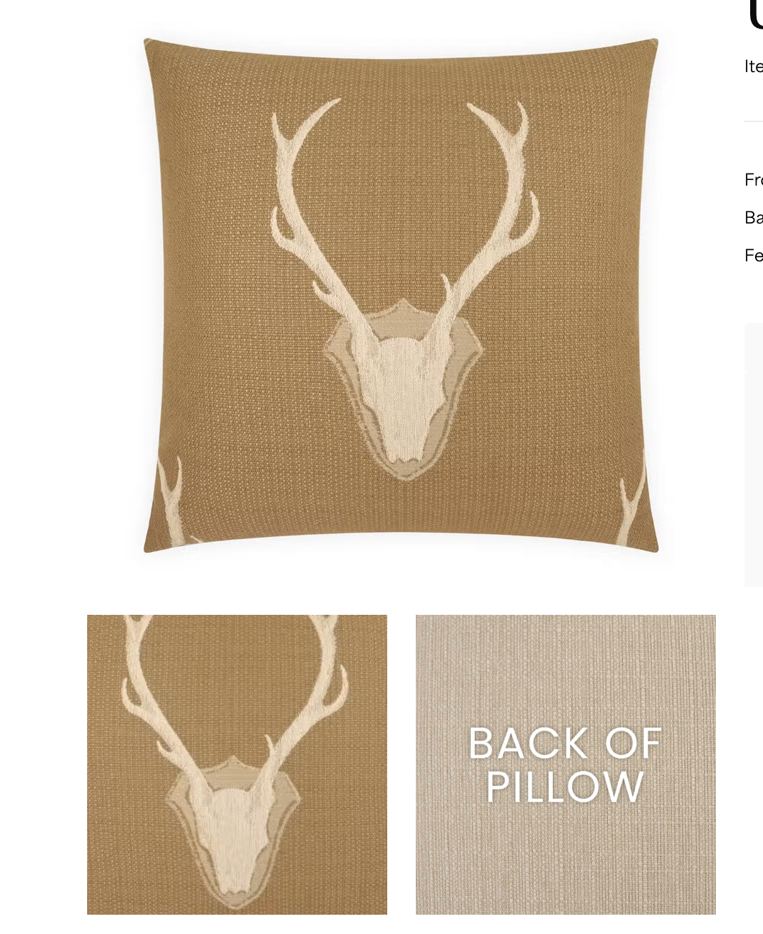 Desert Buck 24x24 Feather Down Decorative Throw Pillow