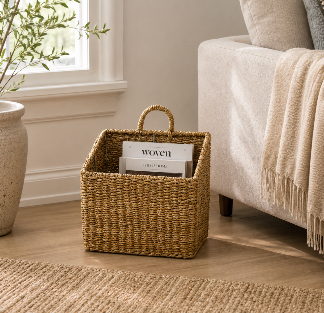 Handwoven Square Wicker Storage Basket