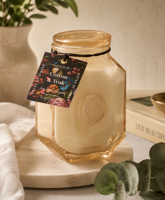 Paddywax Botanica Cotton & Teak Candle – 8 oz