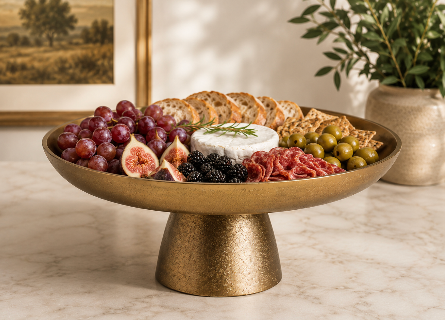Brass Pedestal Serving Stand