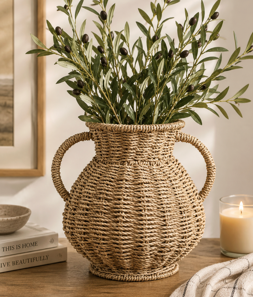 Handwoven Seagrass Decorative Vase
