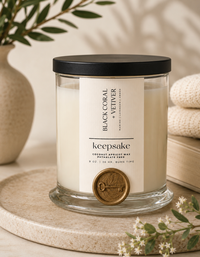 Keepsake Candle Curated Luxury Candle – Black Coral + Vetiver | 9 oz
