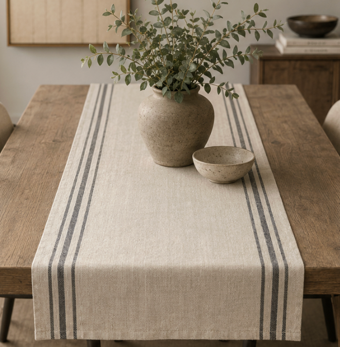 Striped Linen Table Runner