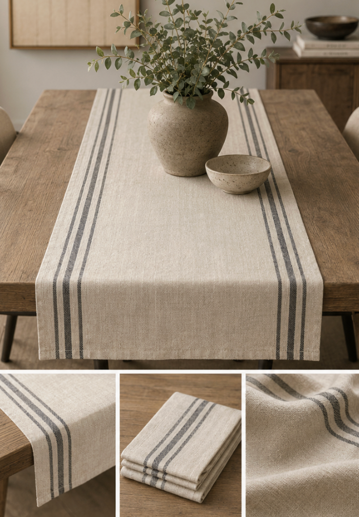 Striped Linen Table Runner