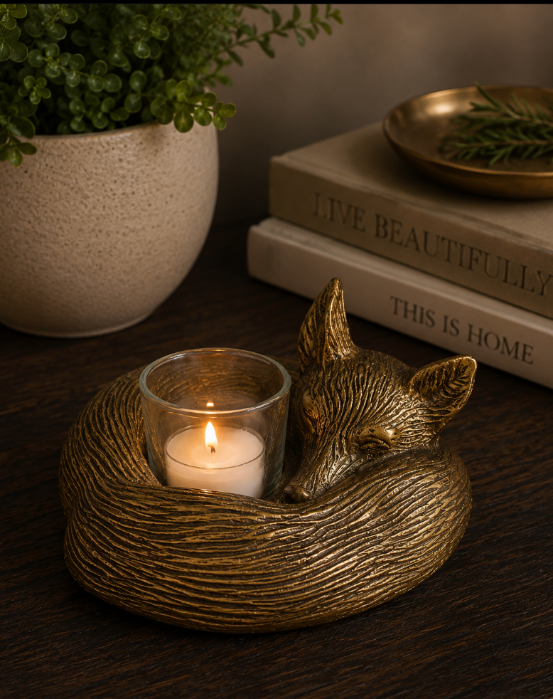 Sleepy Fox Votive Holder