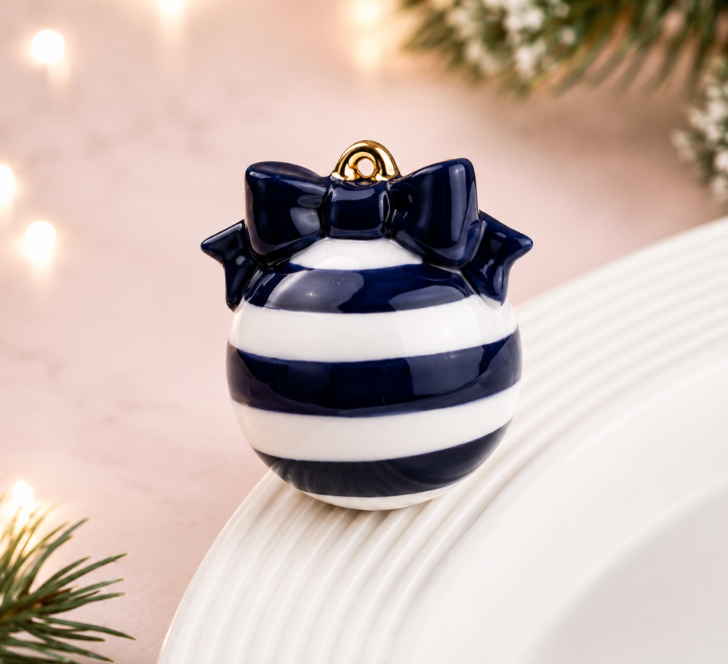 Nora Fleming Deck The Halls Blue Ornament Mini