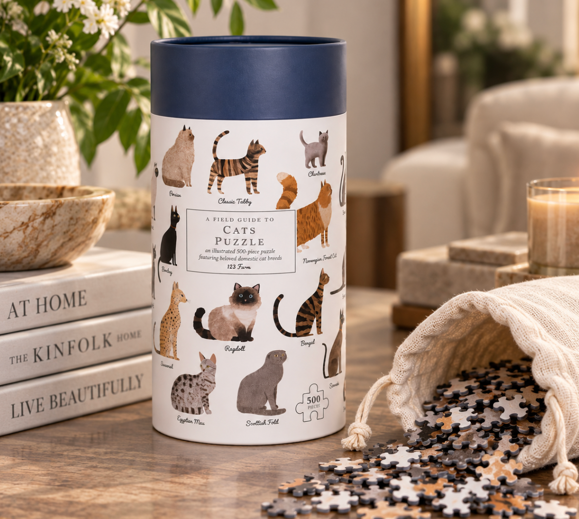 Cats Puzzle – 500 Pc Tube with Vintage Illustrations