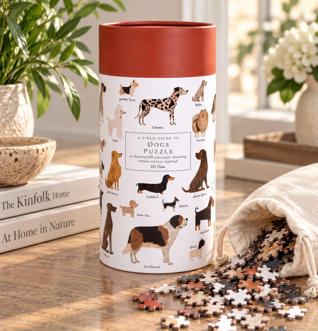 Dogs Puzzle – 500 Pc Tube with Vintage Illustrations