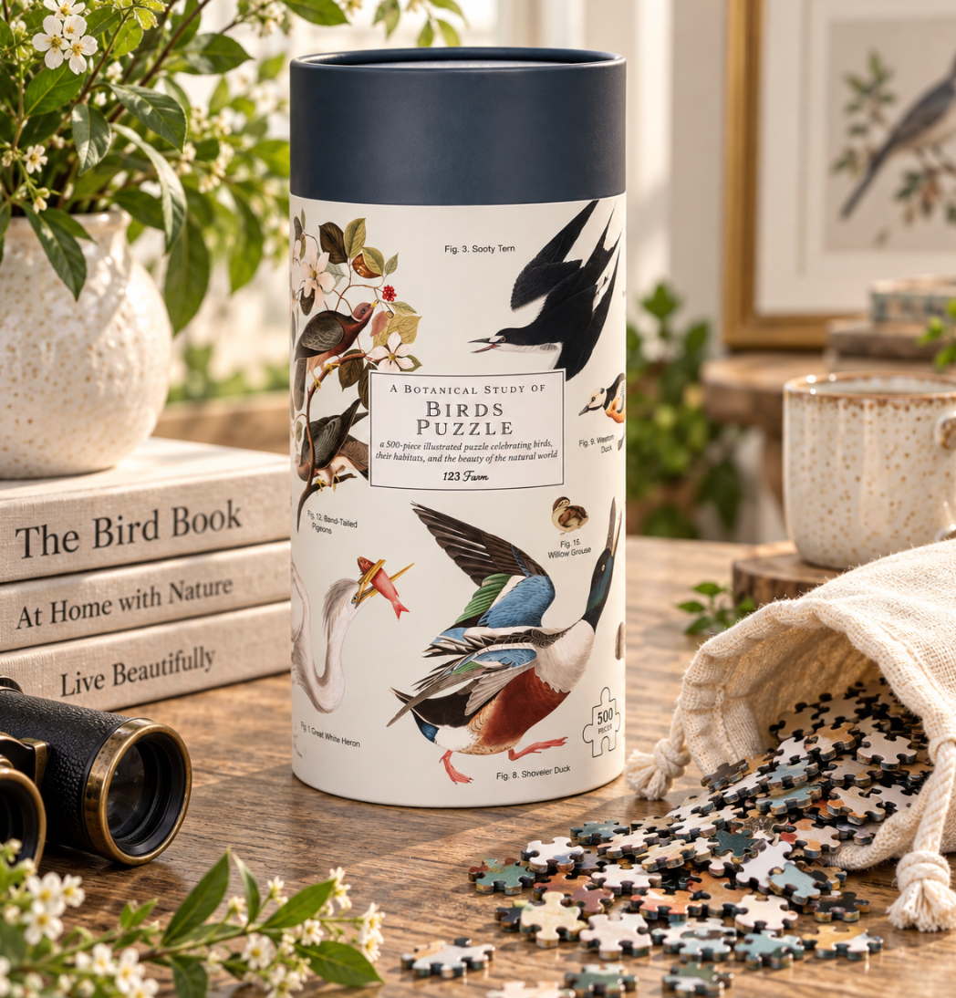 Birds Puzzle – 500 Pc Tube with Vintage Illustrations