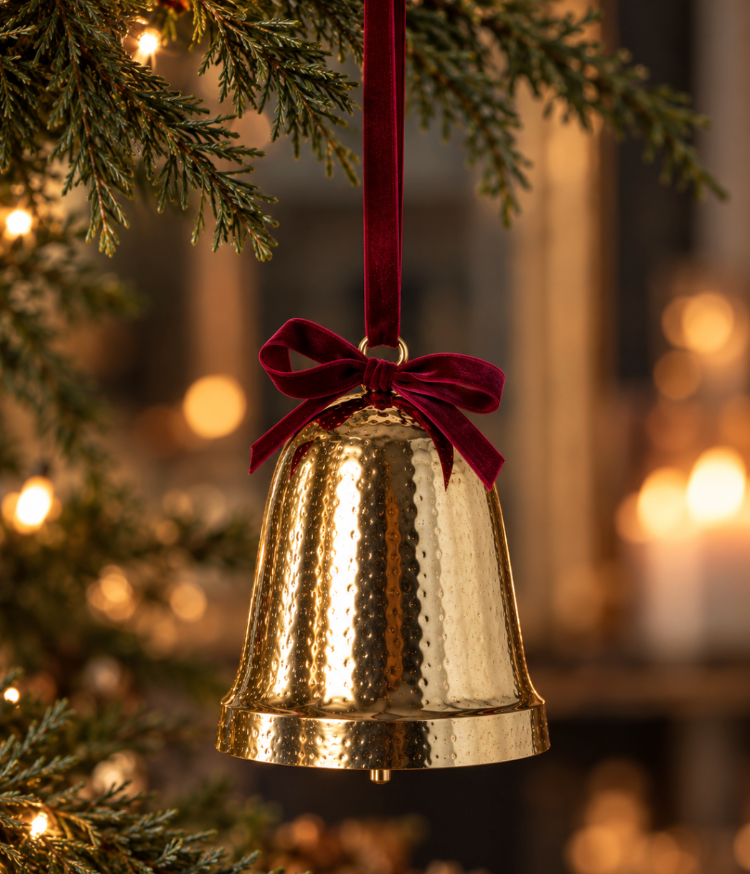 Velvet Bow Gold Bell Small