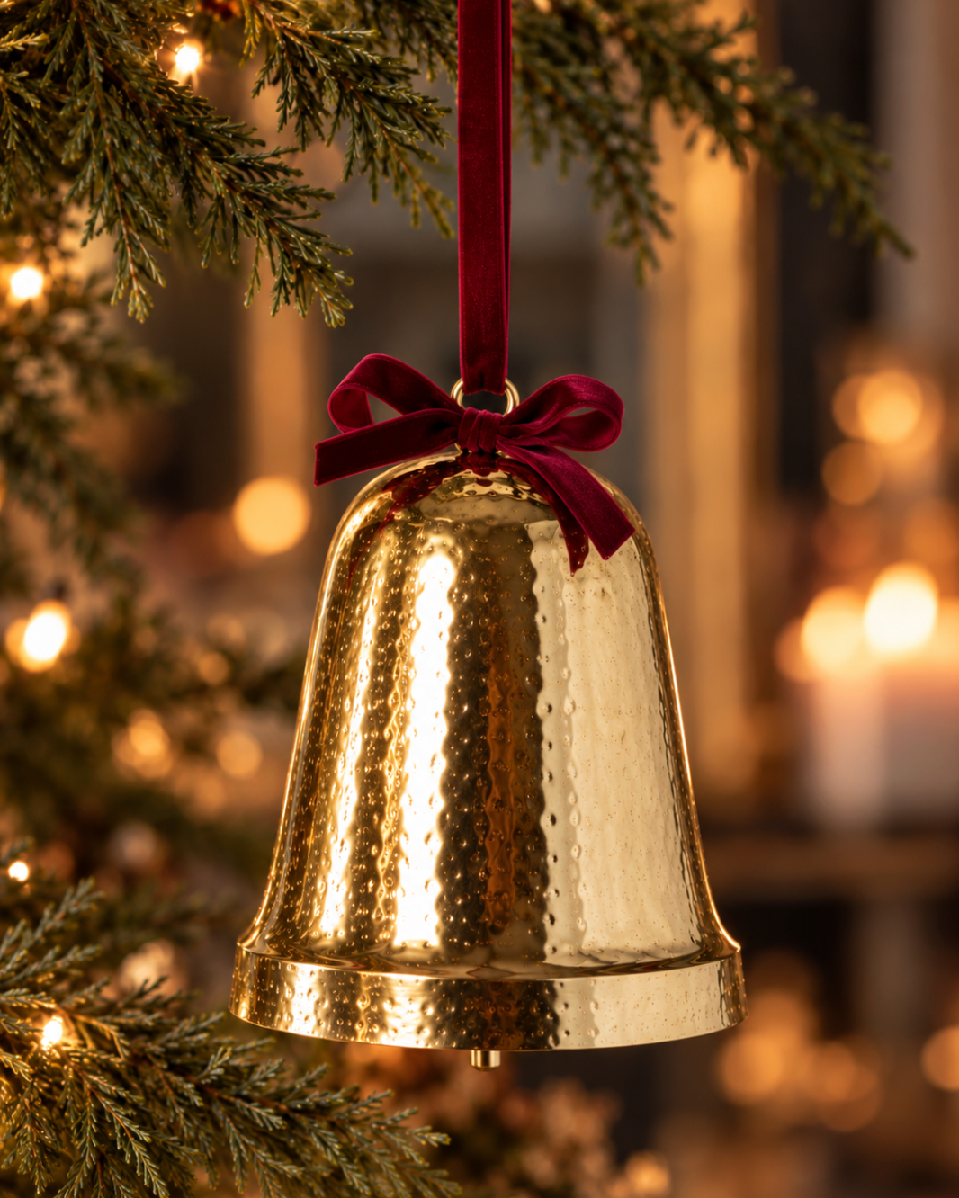 Velvet Bow Gold Bell Large