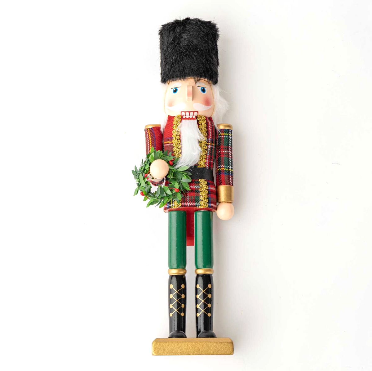 Tartan Plaid 15" Hand-Painted Wood Nutcracker