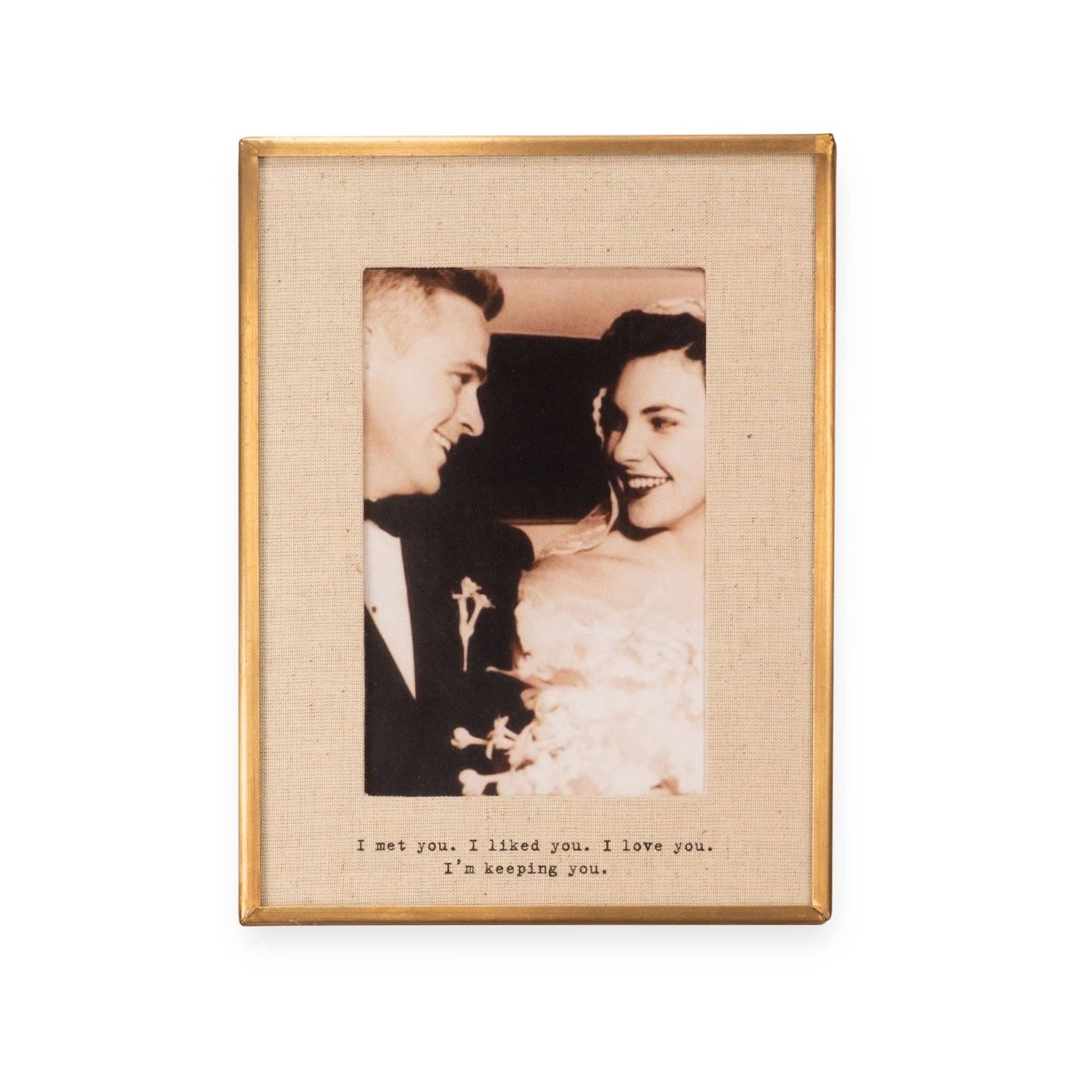 "I Met You" Brass  Linen Frame 6"x4" Vertical | Niche&Co