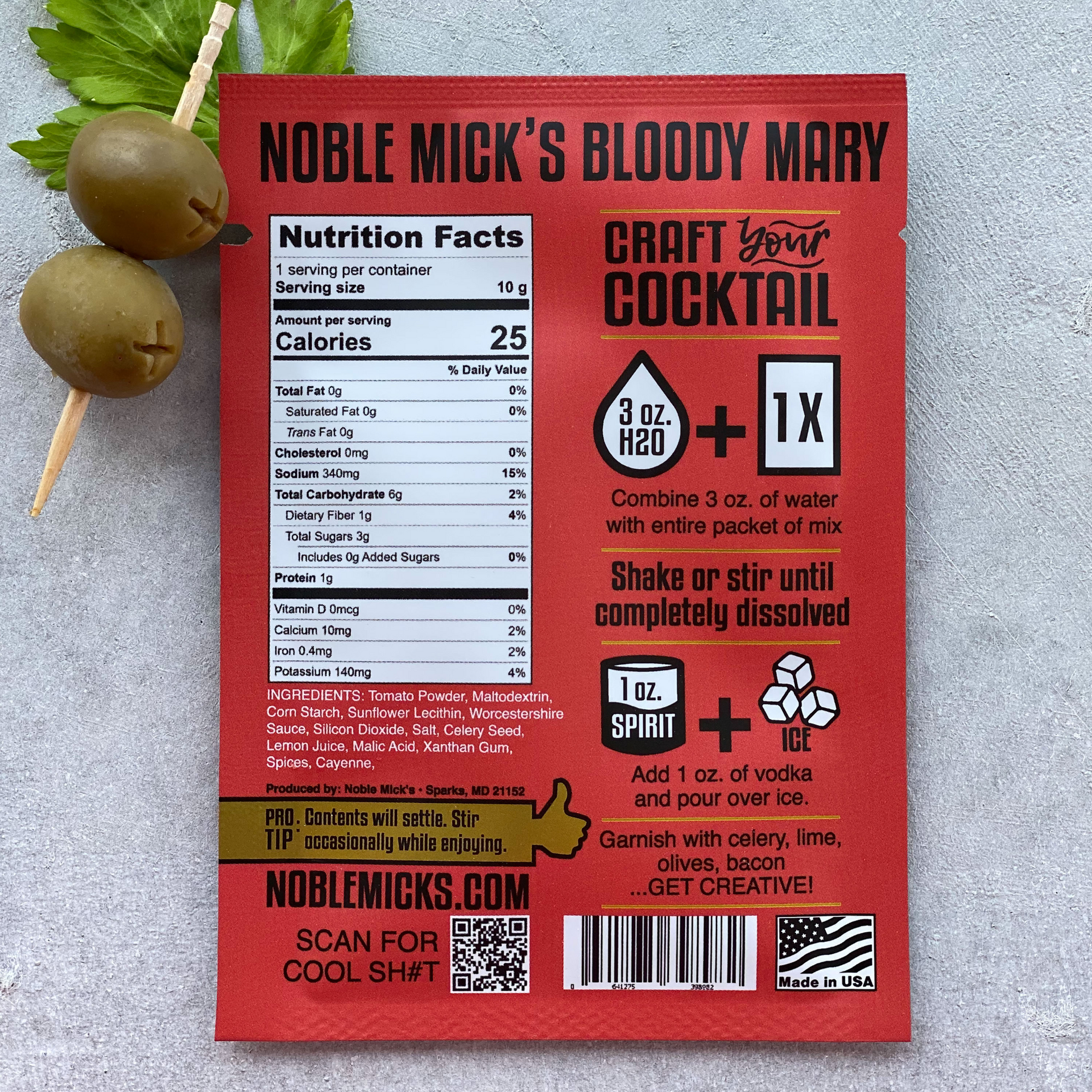 NOBLE MICK'S - Single Serve Craft Cocktails - Bloody Mary Single Serve Craft Cocktail