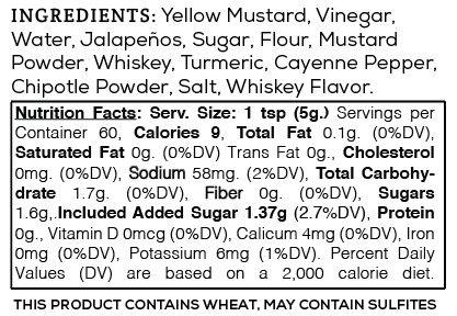 Jalapeño Whiskey Mustard – Spicy & Sweet Artisan Mustard 9oz