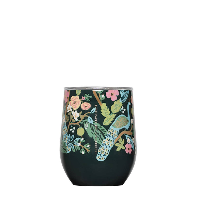 CORKCICLE Stemless 12oz Wine Cup – Peacock Blue by Rifle Paper Co | Niche&C