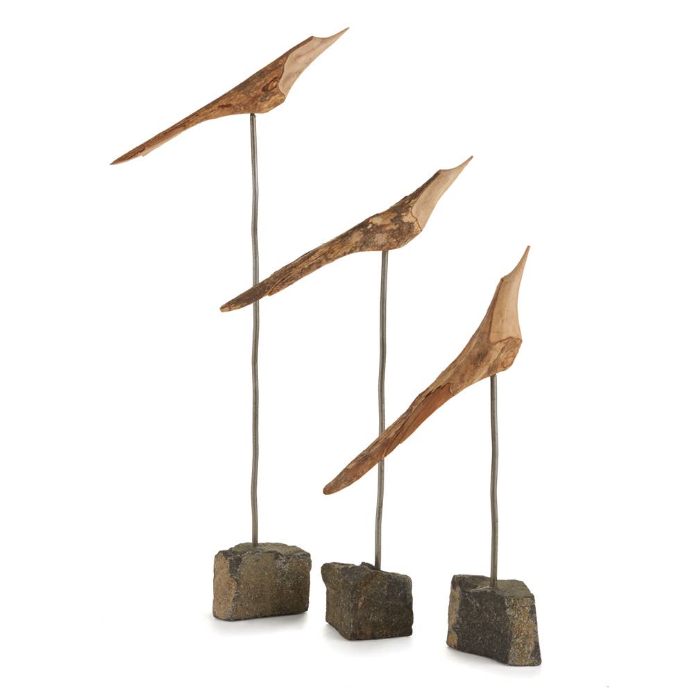 The Flock – Set of 3 Natural Handcrafted Bird Sculptures | Niche&Co.