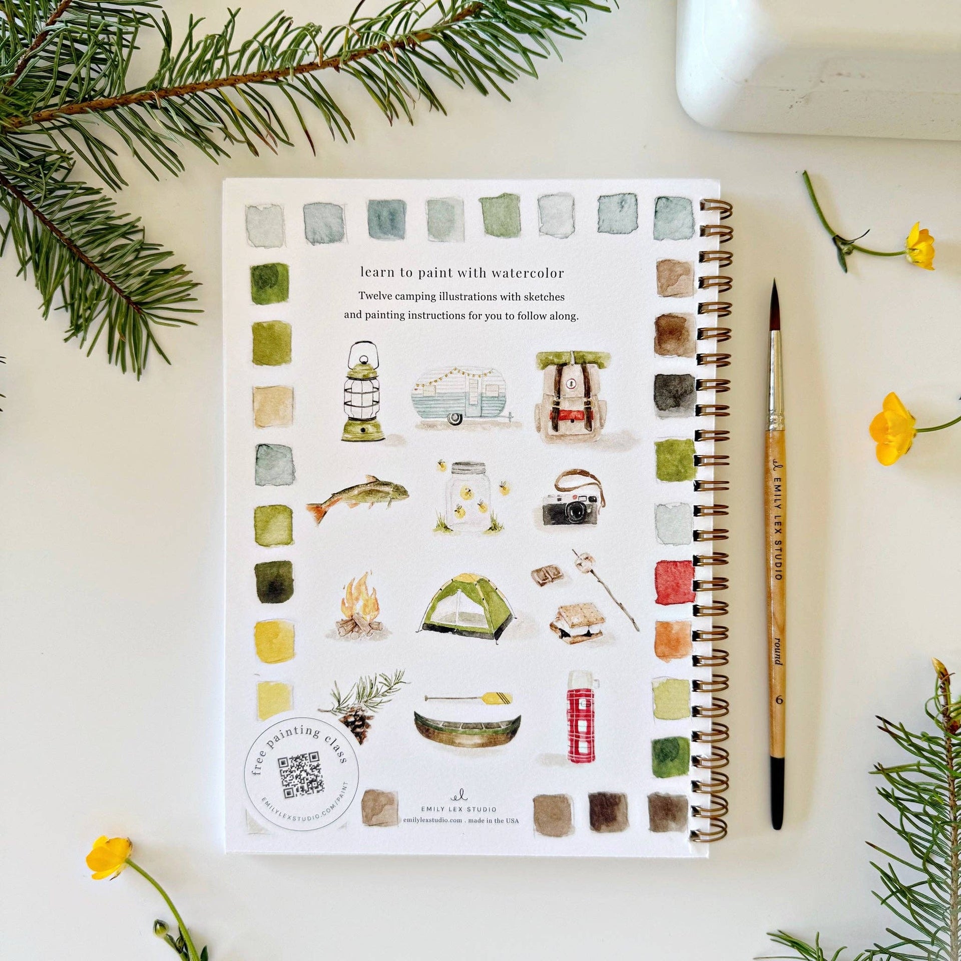 Camping watercolor workbook | Niche&Co.