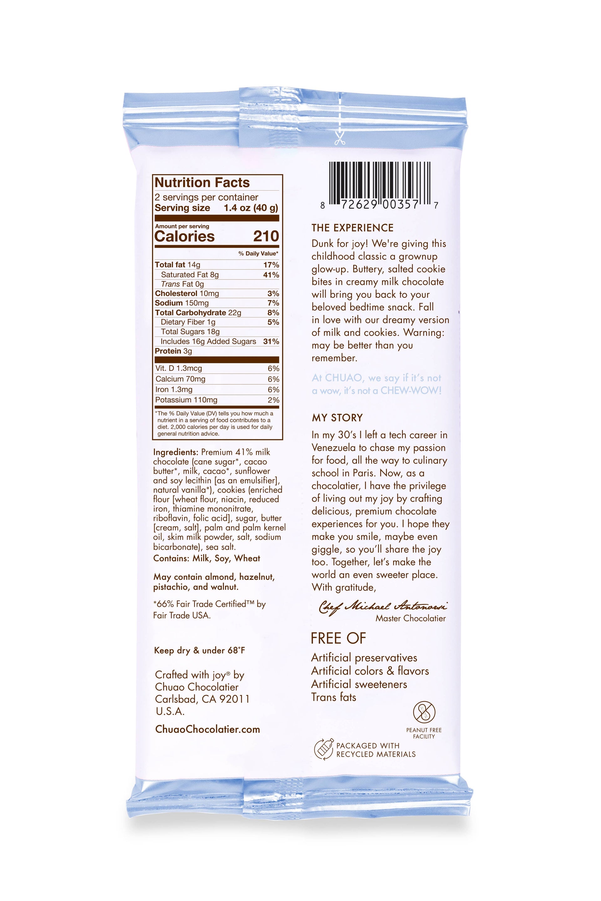 Milk & Cookies Signature Milk Chocolate Bar | 2.8 oz