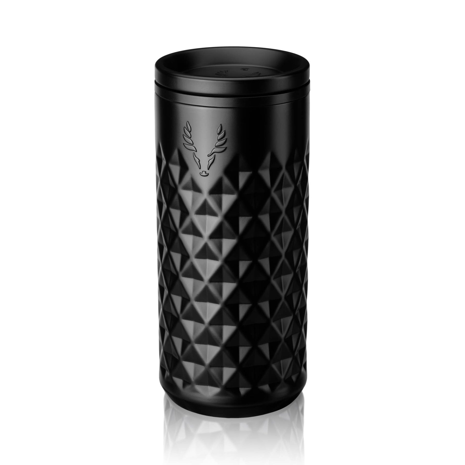 Viski - Paragon Stainless Steel Highball Tumbler w/ Lid - Obsidian