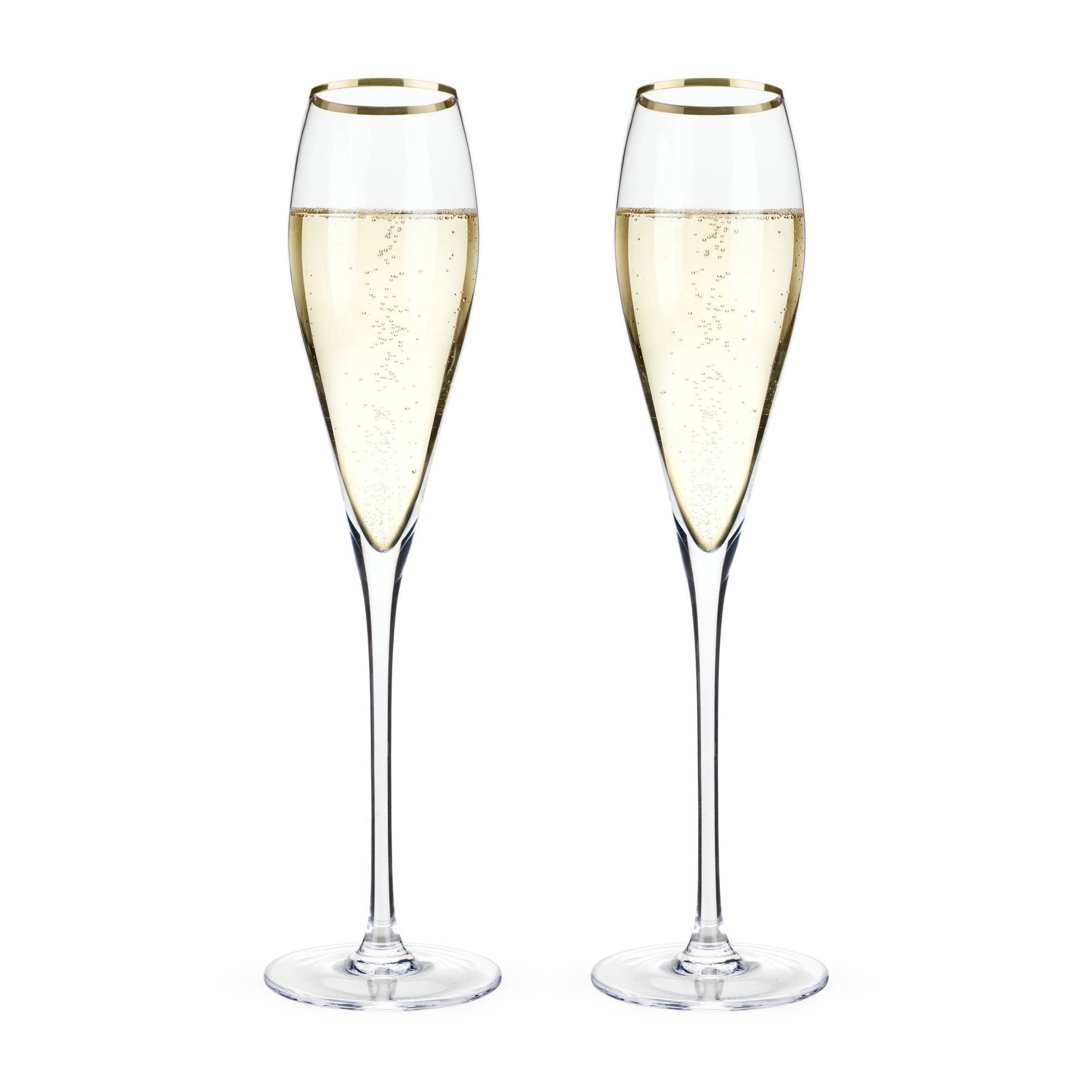 Viski - Gold-Rimmed Crystal Champagne Flutes - Set of 2