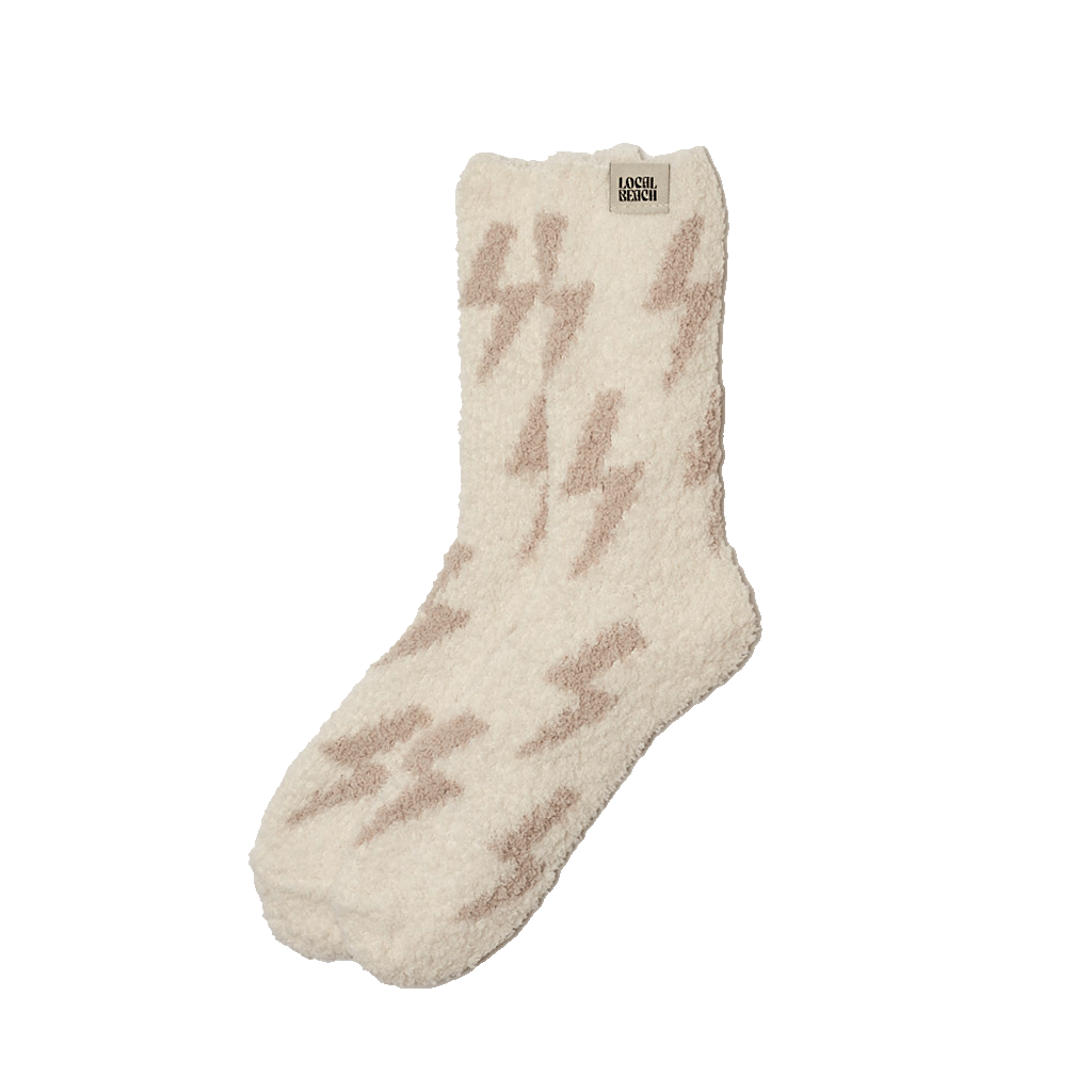 Lightning Bolt Local Beach Cozy Socks: Sand/Cream Pair