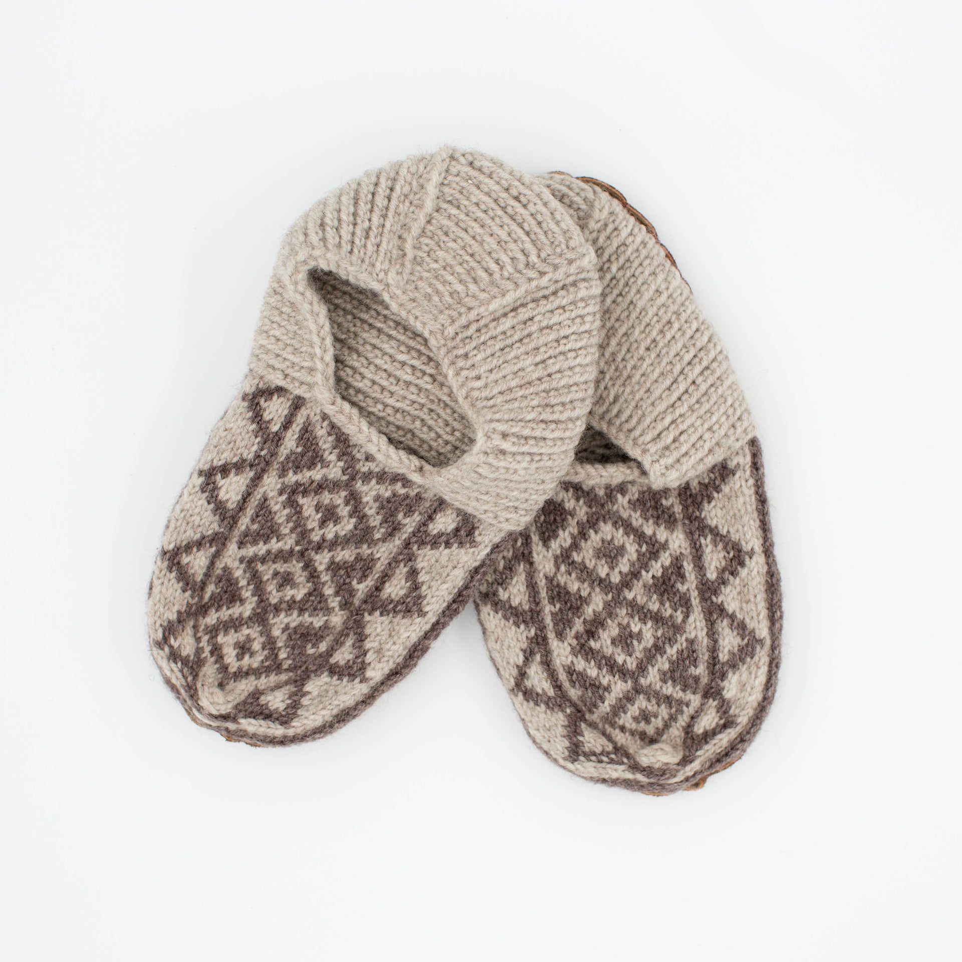 Azerbaijani Socks - Adult Women's Slipper Socks : Tan & Brown (Individuals): 8/9